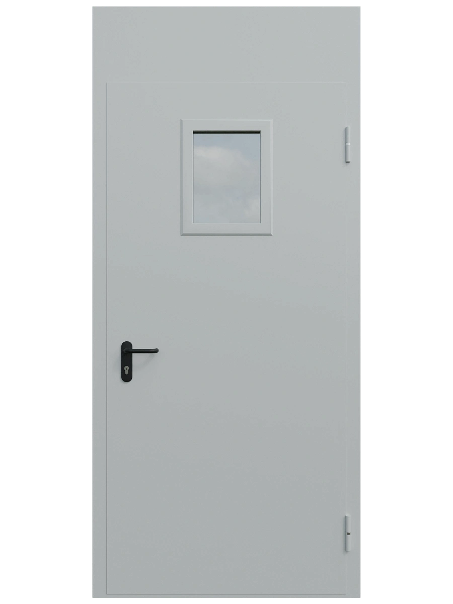 Однопольная техническая дверь с окном и фрамугой