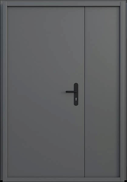 Двупольная глухая противопожарная дверь ei 60 1200х2500 мм с фрамугой 450 мм, металл 1.5 мм