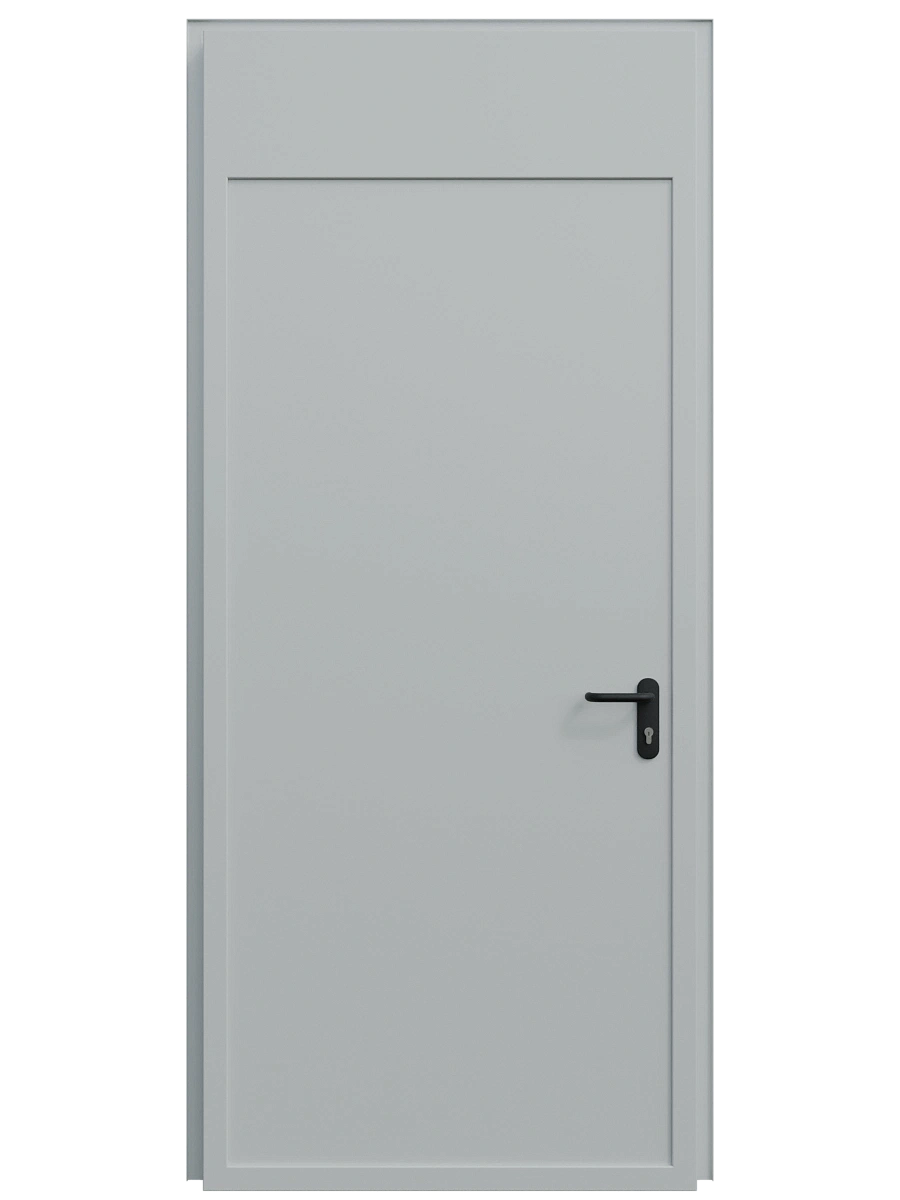Однопольная глухая противопожарная дверь ei 60 с фрамугой, металл 1.5 мм, фрамуга 950, двухцветный окрас мм