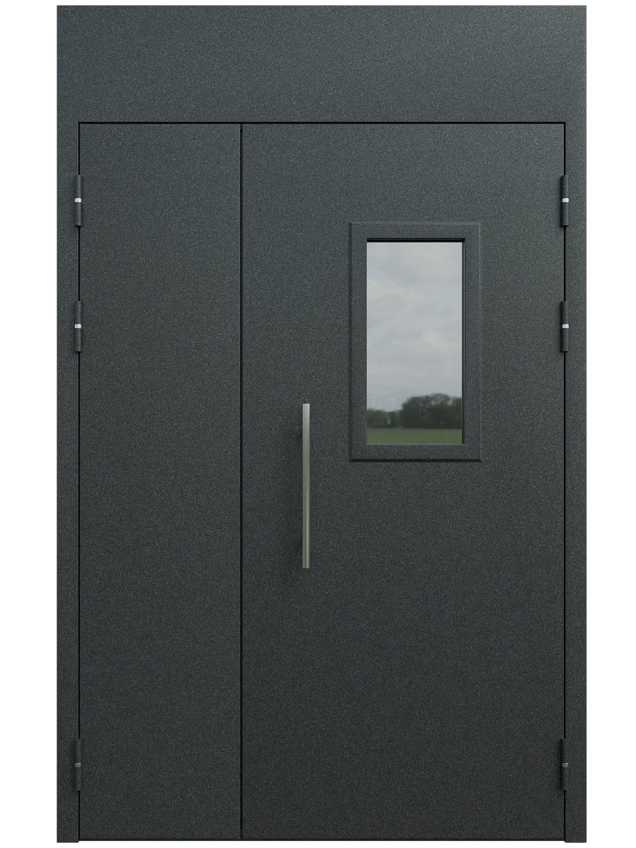 Двупольная подъездная дверь с окном
