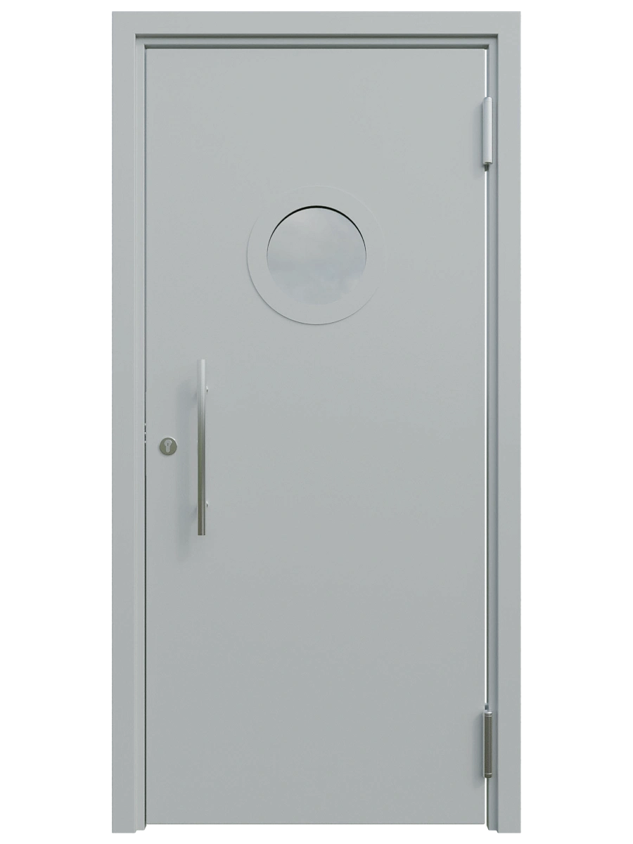 Однопольная маятниковая дверь с окном