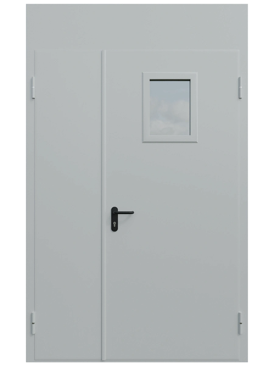 Двупольная техническая дверь с окном и фрамугой