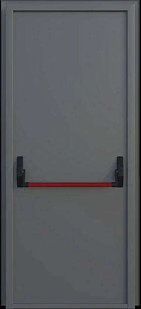 Однопольная глухая противопожарная дверь ei 60 с антипаникой (ручка) из металла 1.5 мм