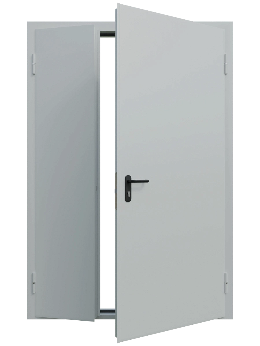 Двупольная глухая противопожарная дверь ei 60 1200х2050, металл 1.5 мм, цвет стандарт