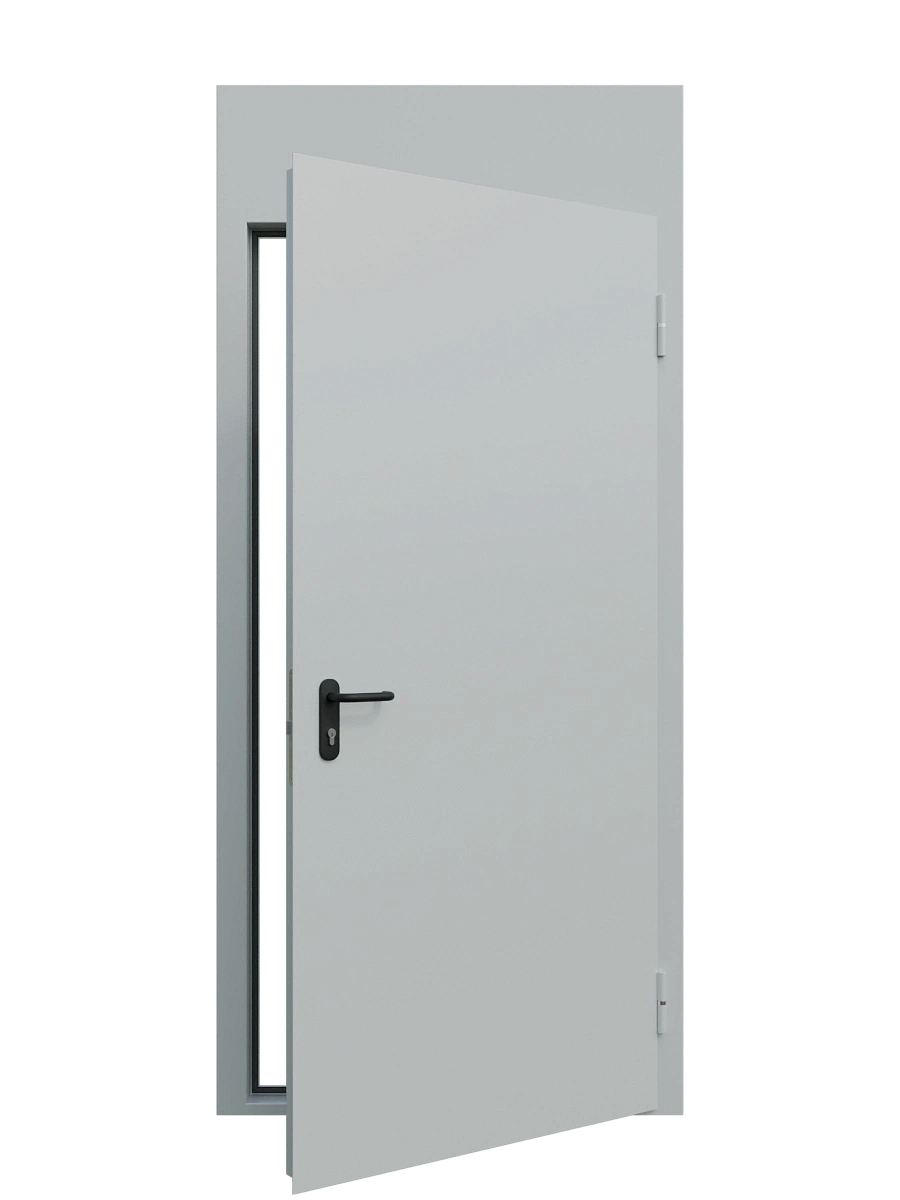 Однопольная глухая противопожарная дверь ei 60 с фрамугой, металл 1.5 мм, фрамуга 950 мм
