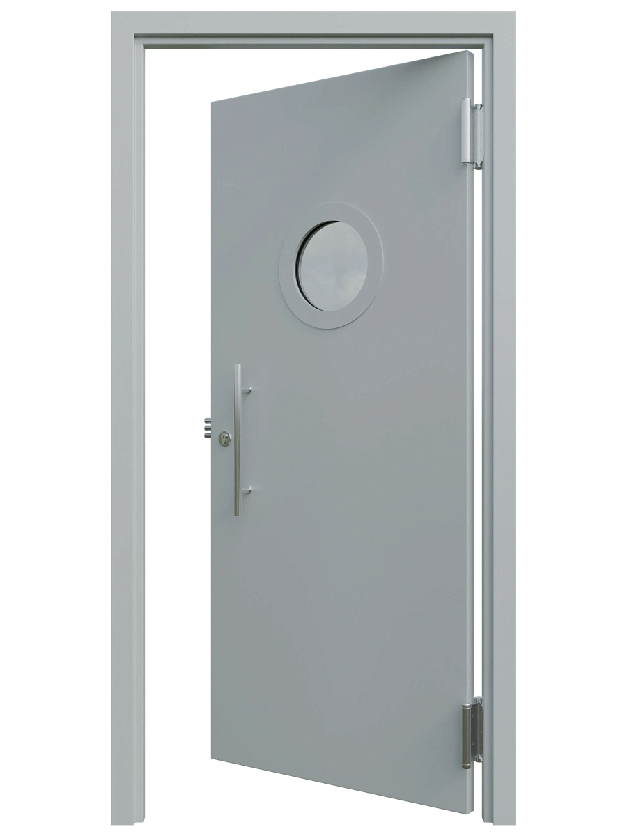 Однопольная маятниковая дверь с окном 300x400, металл 1.5